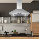COS-63ISS90 Island Range Hood with 3-Speed Fan, 380 CFM, Permanent Filters, LED Lights, Soft Touch Controls, Ducted Kitchen Vent Hood Extractor, 36 inch, Stainless Steel